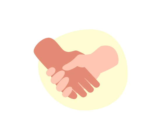 Illustration von zwei Händen die sich Schütteln zum Thema Deeskalation
