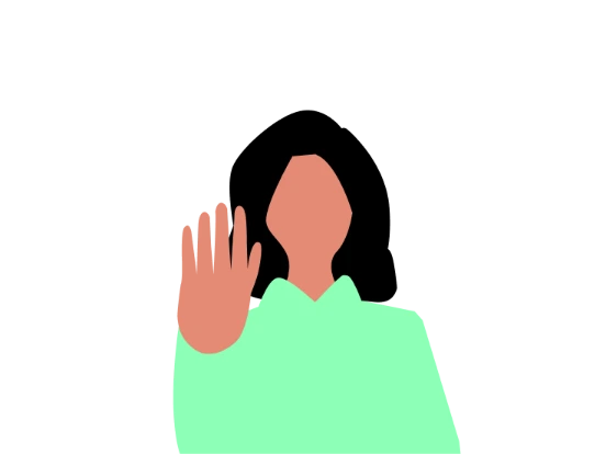 Illustration von einer Frau mit erhobener Hand zum Thema Sexuelle Belästigung