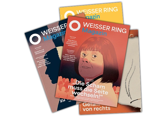 Vier Ausgaben vom WEISSER RING Magazin