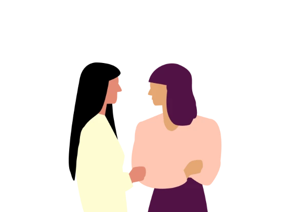 Illustration von zwei Menschen zum Thema Betroffenenperspektive