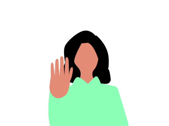 Illustration einer Frau mit erhobener Hand zum Thema Sexuelle Belästigung