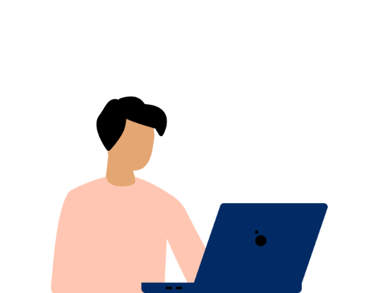 Illustration von einem Menschen am Computer für Individuelle Anfragen