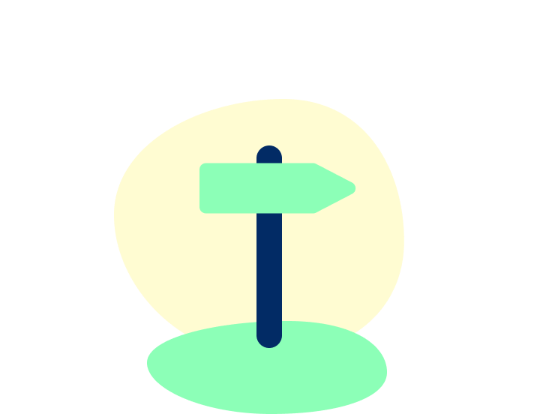 Illustration eines Wegweisers zum Thema Gewaltprävention und Schutz